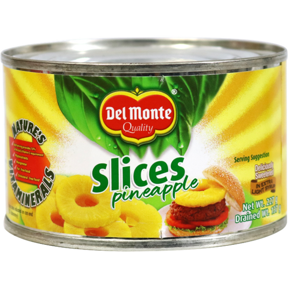 DEL MONTE PINEAPPLE SLICED 227G FLAT