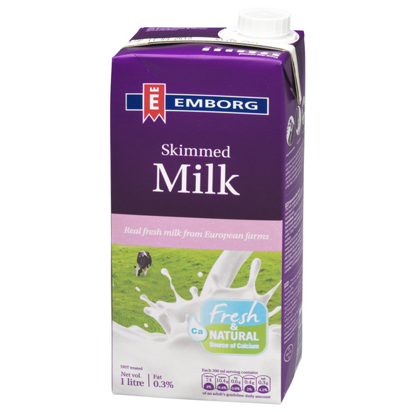 EMBORG UHT SKIMMED MILK 1L