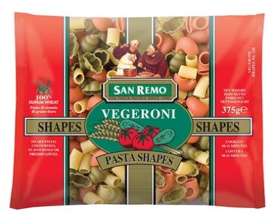 SAN REMO SP VEGERONI PASTA 375GM