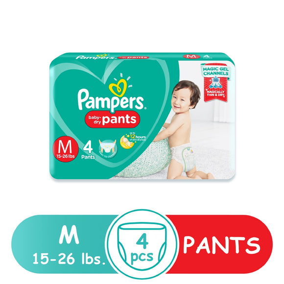 PAMPERS BABY DRY PANTS LC MED 4`S