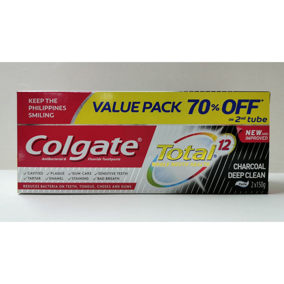 COLGATE TOTAL CHARCOAL 150G TWIN