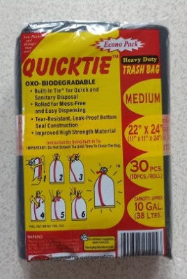 QUICKTIE BAG GRN ECO M 30`S