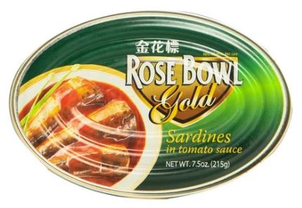 ROSE BOWL GOLD SARDINES TOMATO SAUCE 215GM OVAL