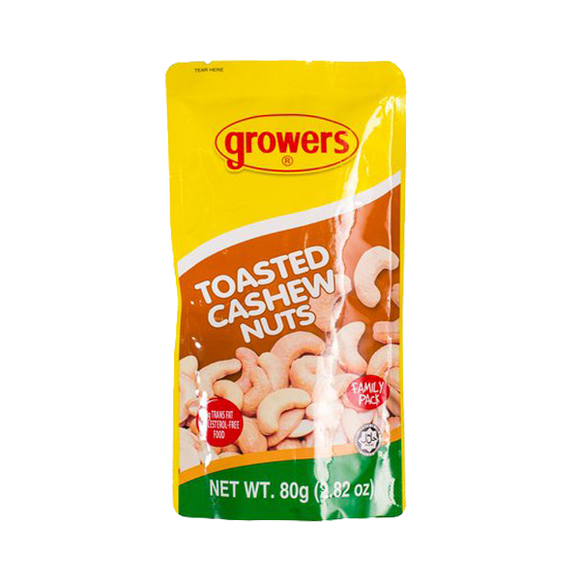 GROWERS TOASTED CASHEW NUTS 80GM