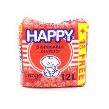 HAPPY DIAPER LRG 12`S PINK