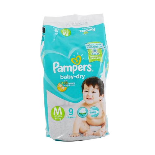 PAMPERS BABY DRY REG MED 9`S