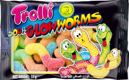 TROLLI SOUR GLOW WORMS 50GM