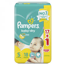 PAMPERS BABY DRY T SML 18`S