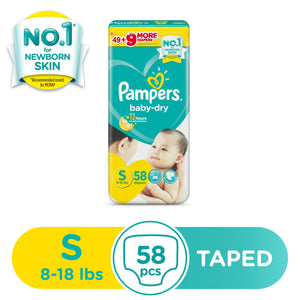 PAMPERS BABY DRY TPE JMBO SML 58`S