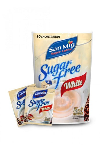 SAN MIG COFFEE 3N1 SUGAR FREE WHITE 9GX10`S TIPID PCK
